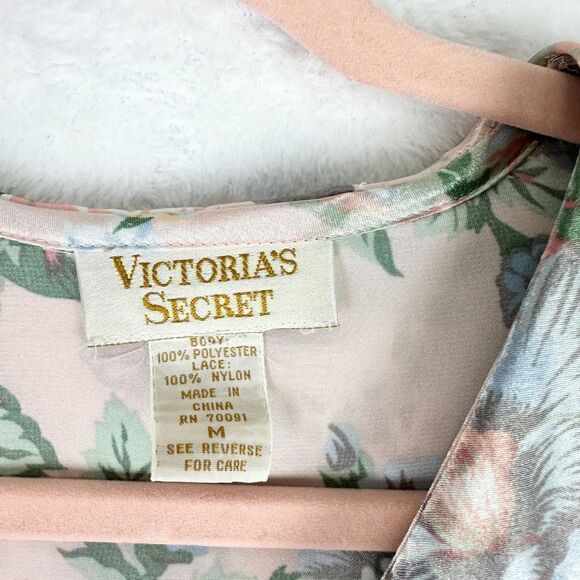 Victoria's Secret Gold Label Vintage Satin Robe Size Medium Floral Lace Midi - Picture 8 of 8